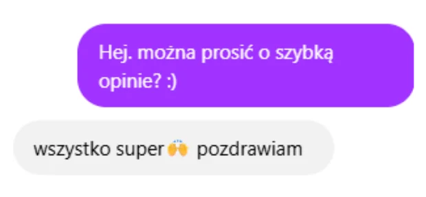 Wiadomość od salonu o kontynuacji współpracy przy obserwacjach