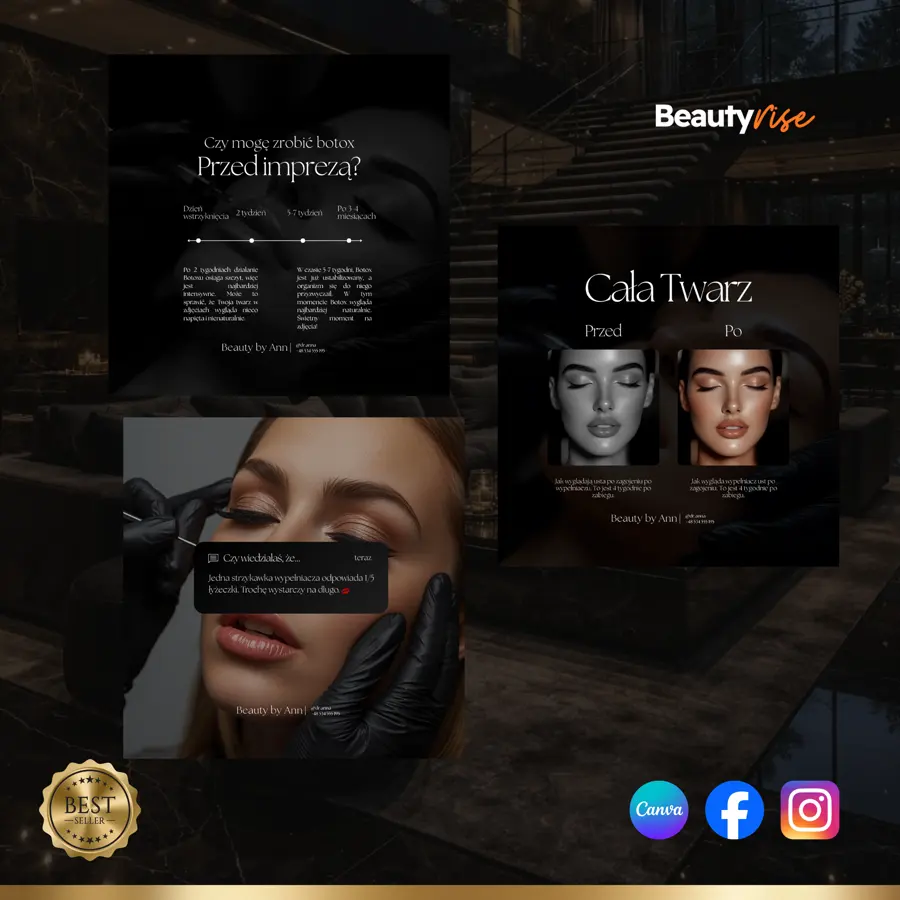 Szablony Canva - medycyna estetyczna - przykładowe posty 11