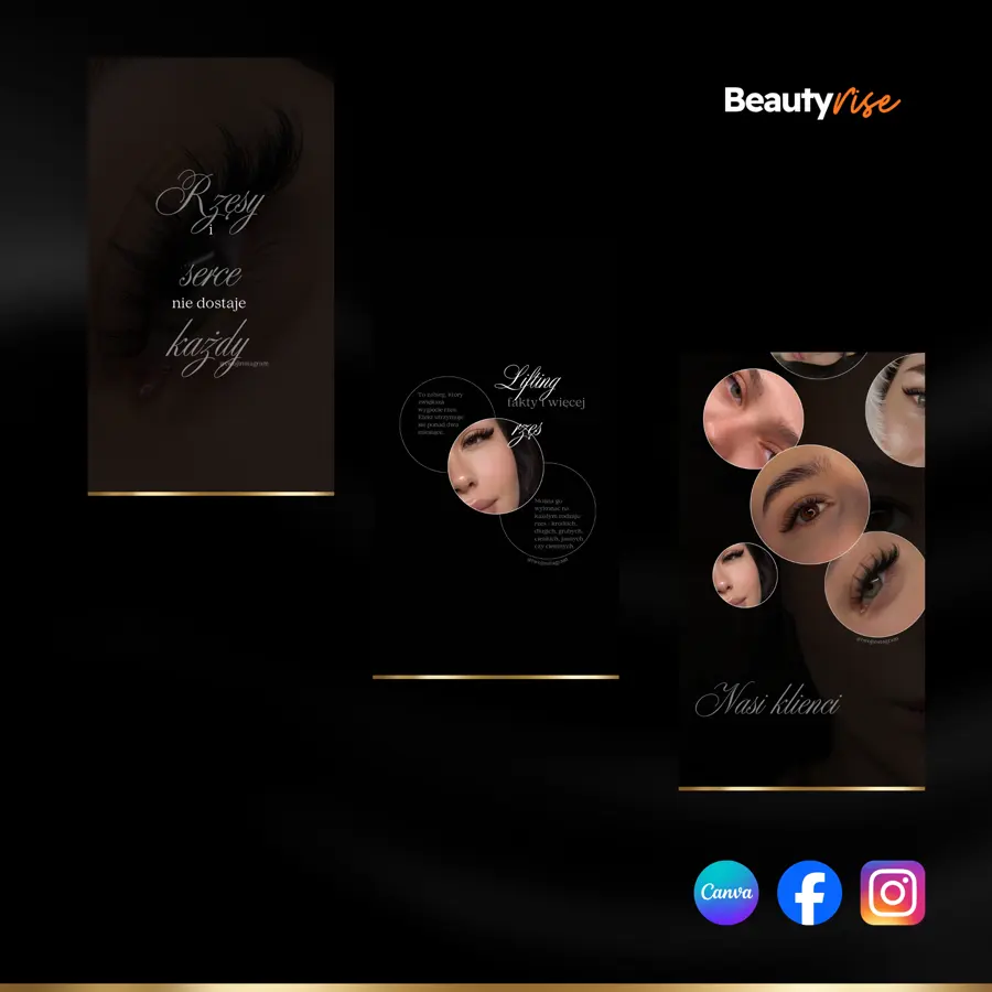 Szablony Canva - stylizacja rzęs - przykładowe posty 4